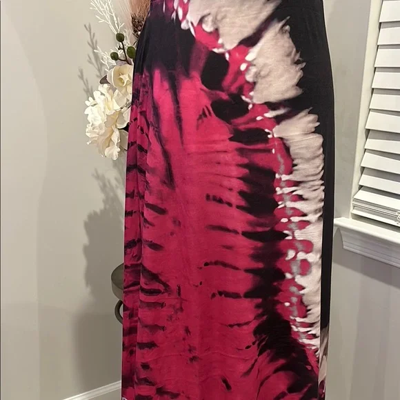 Black and Pink Tie-Dye Maxi Dress With Strappy Back - Picture 4 of 7